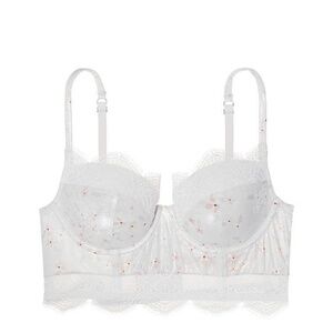 New VS Floral Lace & Satin Long Line Demi Bra 34B